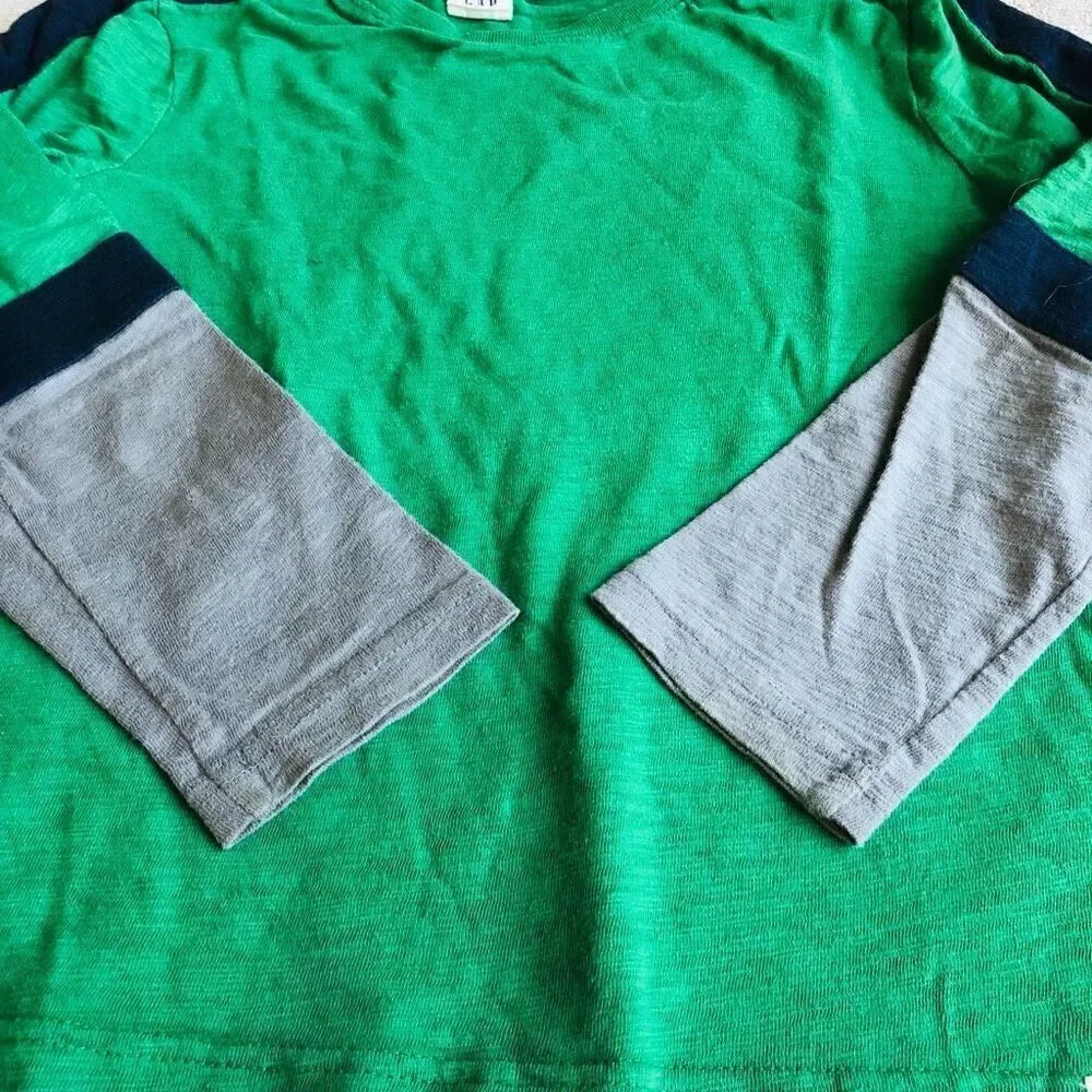Gap Boys Green w/ Navy Stripe Long Sleeve T-Shirt